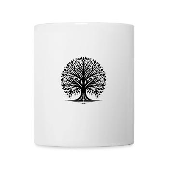 Meditative Lebensbaum Darstellung mit Ästhetik - Tasse - Weiß - Vorne