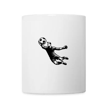 Un gardien de but arrête un tir spectaculaire dans le football - Mug blanc - blanc - Devant
