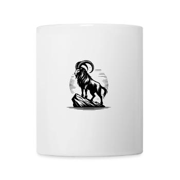 Grimmiger Steinbock mit gewaltigen Hörnern - Tasse - Weiß - Vorne