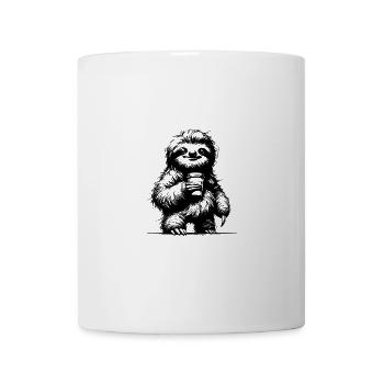 Niedliches Kaffee Faultier Bleistift Zeichnung - Tasse - Weiß - Vorne