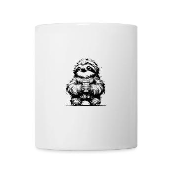 Sloth with Coffee Mug Pencil Drawing - Mug - white - Front