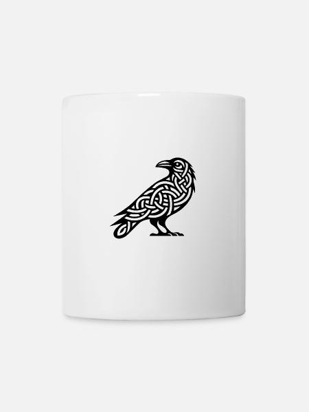 Geheimnisvoller Raben Vogel im Keltischen Style - Tasse - Weiß