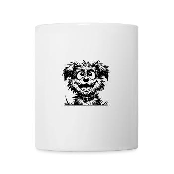 Croquis de chien mignon drôle avec de grands yeux - Mug blanc - blanc - Devant