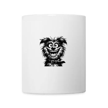 Croquis au crayon de chien qui rit avec de grands yeux - Mug blanc - blanc - Devant