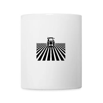 Traktorsilhouette über ländlichem Hintergrund - Tasse - Weiß - Vorne