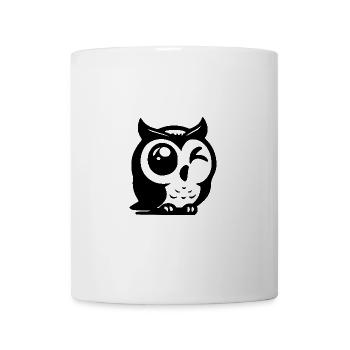 Clever owl with a winking eye - Mug - white - Front
