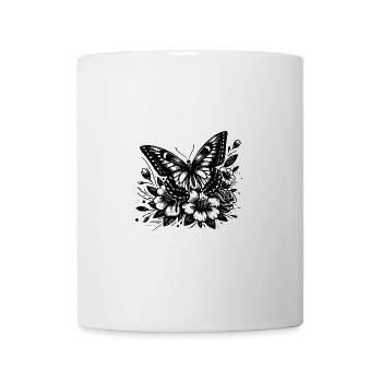 Fantasievoller Schmetterling Blumen und Insekt - Tasse - Weiß - Vorne