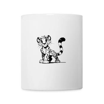 Léopard mignon avec des taches et de grands yeux - Mug blanc - blanc - Devant