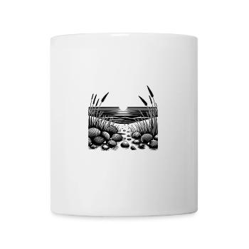 Sunset on the beach with tropical seashells - Mug - white - Front