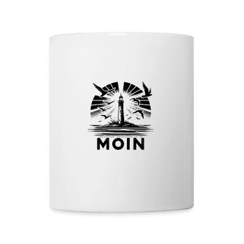Leuchtturm Moin Küsten Szene mit Möven - Tasse - Weiß - Vorne