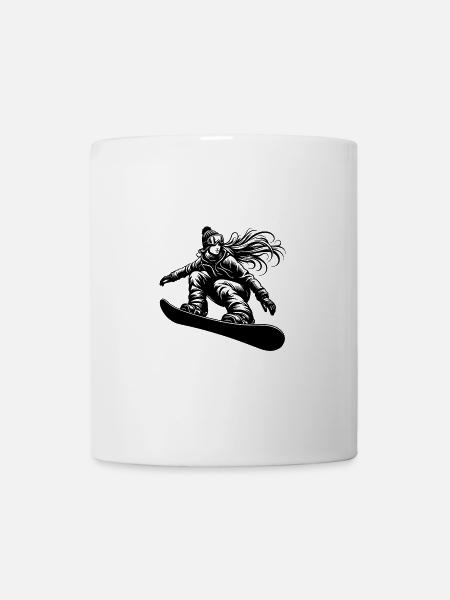 Snowboarderin Cooles Snowboard Design - Tasse - Weiß