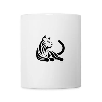 Tatouage minimaliste avec portrait de chat - Mug blanc - blanc - Devant