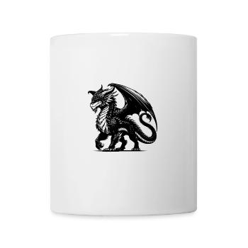 Schlauer Drache mit riesigen Flügeln Tattoo Style - Tasse - Weiß - Vorne