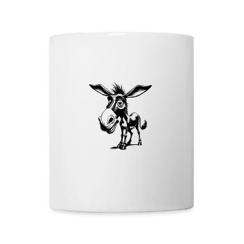 Smiling Long Eared Crazy Donkey Drawing - Mug - white - Front