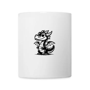Mignon dragon souriant avec des ailes - Mug blanc - blanc - Devant