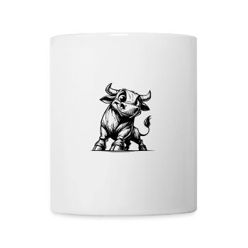 Pencil bull drawing with giant horns - Mug - white - Front