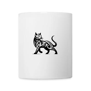 Tatouage de chat tribal dans une élégance élégante - Mug blanc - blanc - Devant