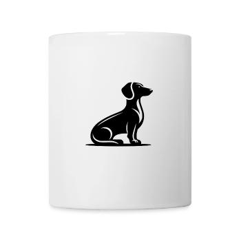 Minimalistisches Dackel Silhouette Hundeporträt - Tasse - Weiß - Vorne