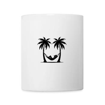 Holidays under palm trees by the sea in a hammock - Mug - white - Front