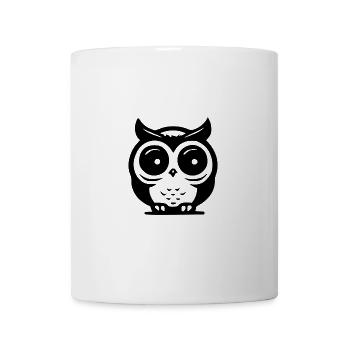 Minimalistisches Eulendesign Nachtvogel Motiv - Tasse - Weiß - Vorne
