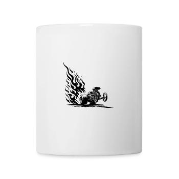 Fast Dragster Car with Flaming Engine - Mug - white - Front