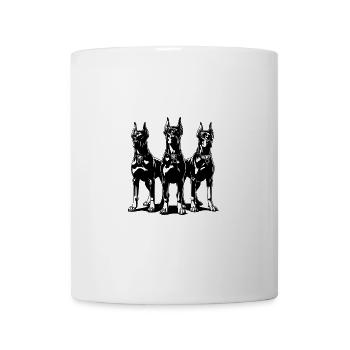 Three fierce vigilant Dobermans dogs - Mug - white - Front