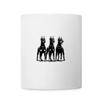 Three smart watchful Dobermans dogs - Mug - white - Front