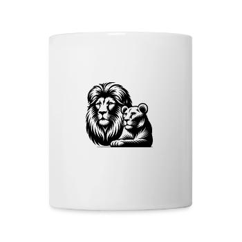 Powerful Big Cats Lion with Lioness Portrait Style - Mug - white - Front