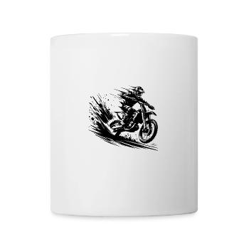 Motocross Dirtbike Sprung mit Staub und Dynamik - Tasse - Weiß - Vorne
