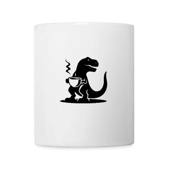 Nasty Caffeine Dinosaur T-Rex avec tasse à café - Mug blanc - blanc - Devant