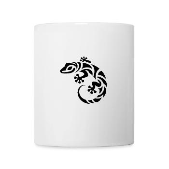 Drôle de petit gecko dans le style de tatouage tribal - Mug blanc - blanc - Devant
