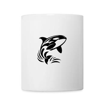 Orca jumping out of the water in tattoo style - Mug - white - Front