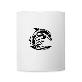 Springender Eleganter Tattoo Delfin - Tasse - Weiß - Vorne