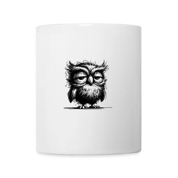 Morgenmuffel Eule mit Federn und Style - Tasse - Weiß - Vorne
