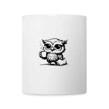 Sleepy owl declaring coffee a duty - Mug - white - Front