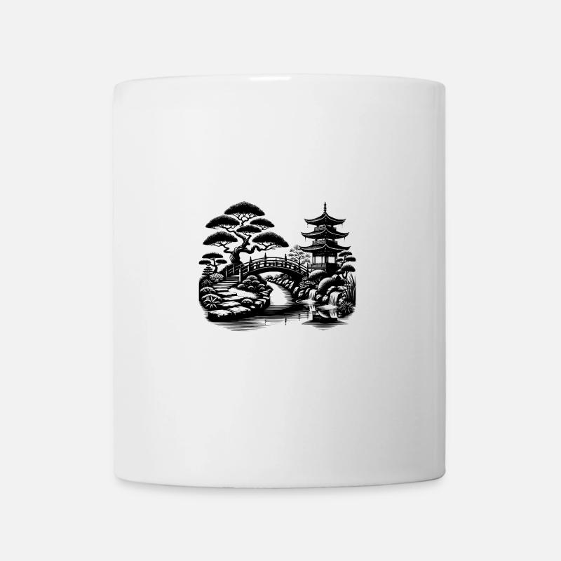 Chemin harmonieux vers le jardin du temple japonais - Mug blanc - blanc