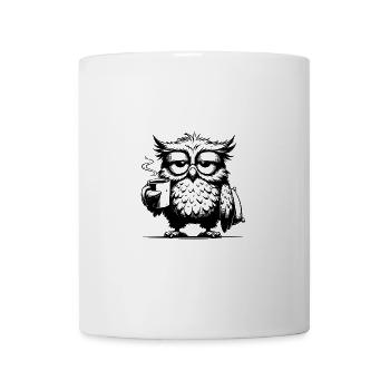 Lustige müde Comic Eule mit Kaffee Defizit - Tasse - Weiß - Vorne