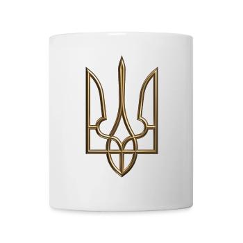 Ukraine Wappen Gerfalke Trident Dreizack Goldlook2 - Tasse - Weiß - Vorne