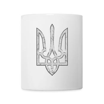 Ukraine Wappen Gerfalke Trident Dreizack erodiert - Tasse - Weiß - Vorne