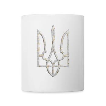 Ukraine Wappen Gerfalke Trident Dreizack Marmor 2 - Tasse - Weiß - Vorne
