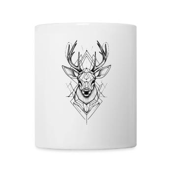 Hirsch Hirschgeweih Geometrisch Tier Wald Natur - Tasse - Weiß - Vorne