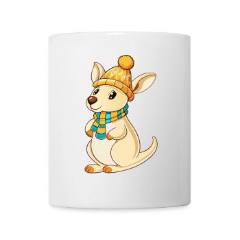 Niedliches Känguru mit Schal und Pudelmütze. - Tasse - Weiß - Vorne