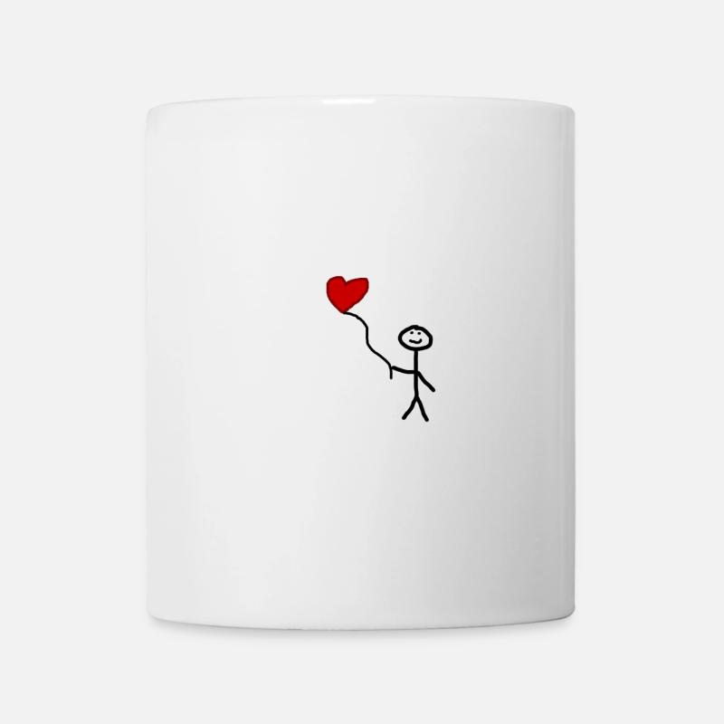 Strichfigur mit Herz Luftballon - Tasse - Weiß