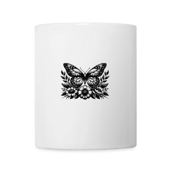 Butterfly and Flowers Botanical Artwork - Mug - white - Front