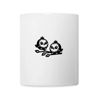 Zwei kleine niedliche Vögel in Cartoon Style - Tasse - Weiß - Vorne