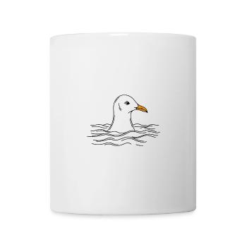 Comic Baltic Sea Beach Seagull Head Water Waves Sea - Mug - white - Front