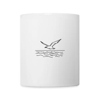 Comic Baltic Sea Beach Seagull Flying Water Waves Sea - Mug - white - Front