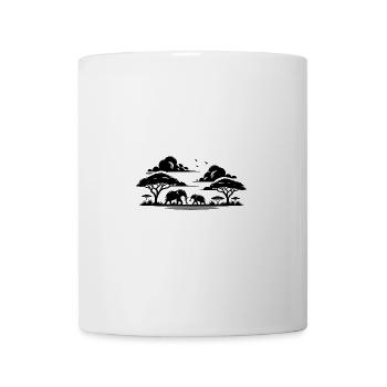 Elefanten in afrikanische Savannen Baum Silhouette - Tasse - Weiß - Vorne