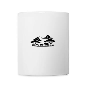 Tranquil savannah scene with elephants and acacia trees - Mug - white - Front