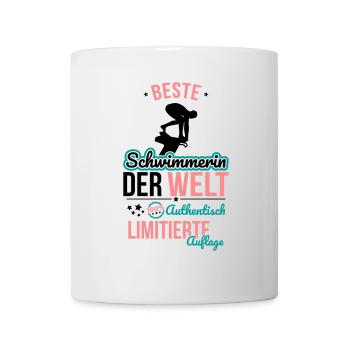 Beste Schwimmerin der Welt - 100% Authentisch - Tasse - Weiß - Vorne